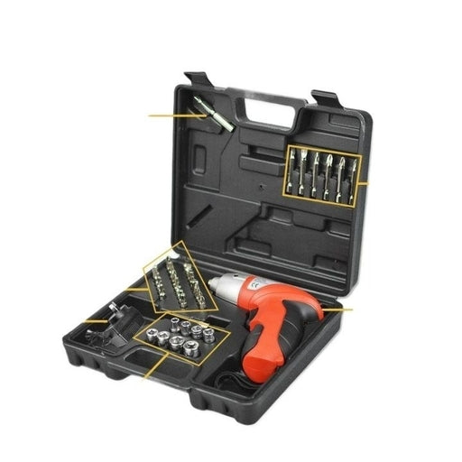 45 Pieces Cordless Electric Screwdriver Set, Rechargeable Drill with LED Light