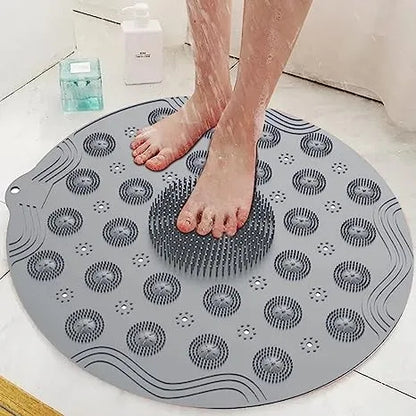 Round Non-Slip Shower Mat â€“ Silicone with Suction Cups & Drainage Holes