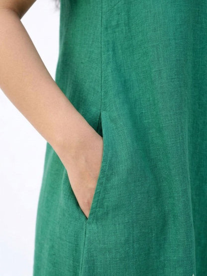 Round Neck a-Line Midi Dresses