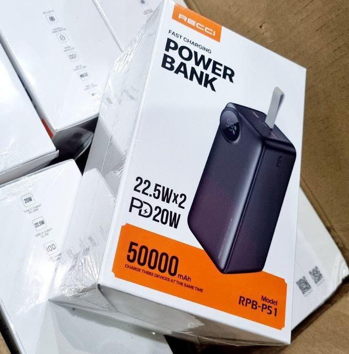 Genuine RECCI 10000 / 20000 /  30000 / 50000mAh Power Bank Type-C Output & 2 USB 22.5W Dual Fast Charging Battery Pack