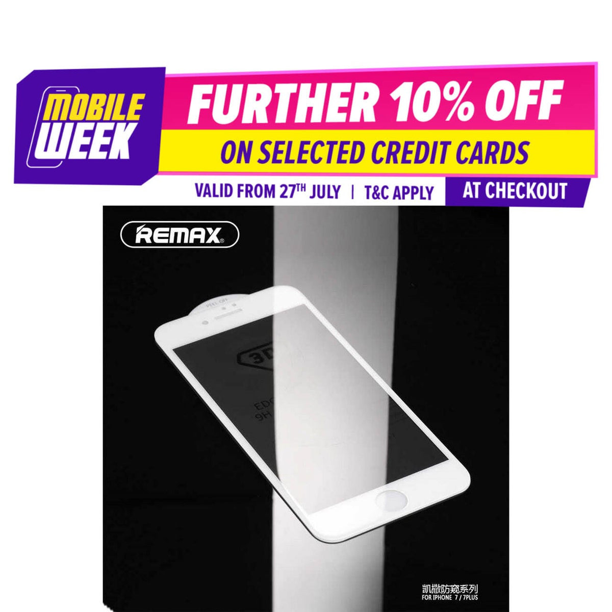 Original Remax Tempered Glass Caesar 3D Full Cover Screen Protector For Apple iPhone 8 / 8 Plus - WHITE
