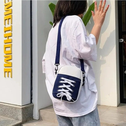 Women’s Canvas Shoe-Shaped Shoulder & Crossbody Bag – Fashionable Funny Handbag