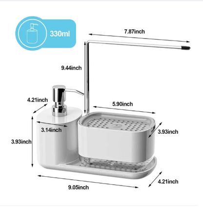 5-In-1 Kitchen Soap Dispenser & Sink Caddy: Non-Slip Countertop Organizer with Detachable Drain Tray
