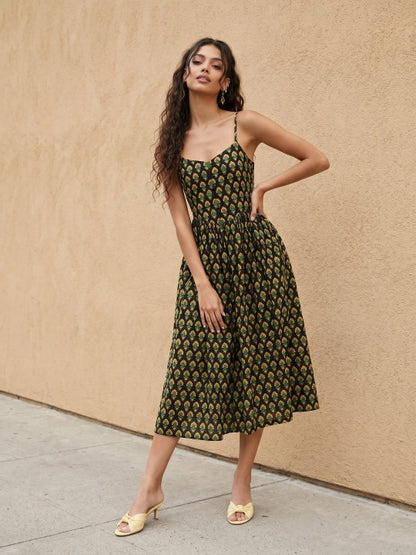 Ethnic Motifs Print a-Line Midi Dress