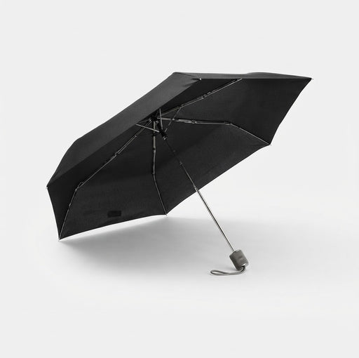 Black Folding Umbrella Three Times Foldable Portable Handheld Canopy for Rain and Sun Protection