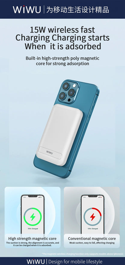 WiWU Snap Cube 10000mAh Mini Magnetic Wireless Power Bank Multi 20W Portable Charger
