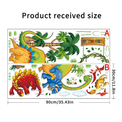 Wild Dino Kids Tree House Cartoon Animals Theme Wall Art Decal Sticker Decoration for Living Room Nursery Baby Girl Boy Kid Children's Room Bedroom Decoration
