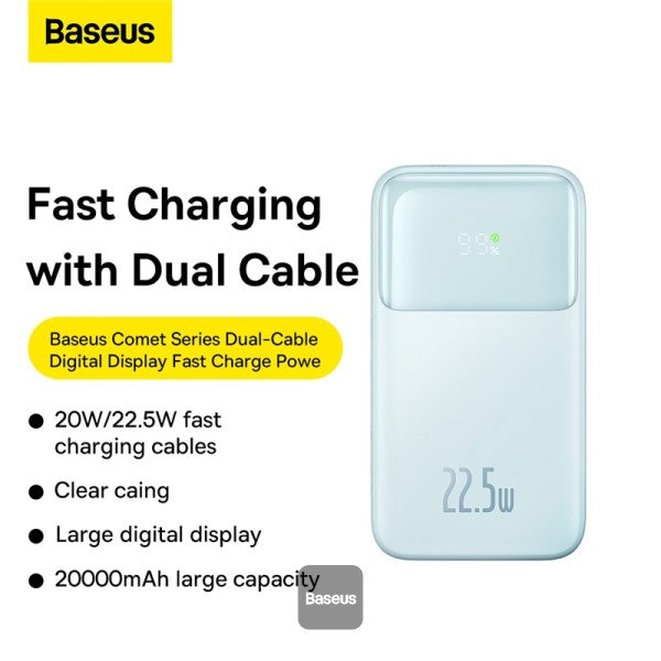 Baseus Comet Series Dual-Cable Digital Display Fast Charge Power Bank 20000mAh 22.5W
