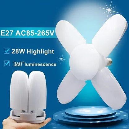 4 In 1 Mini Folding LED Bulb Fan Blade LED Bulb 28W