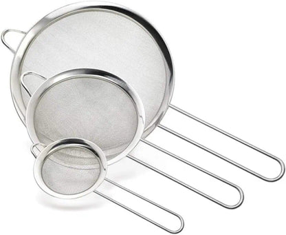 Sieve, Fine Mesh Kitchen Sieve Set 8/12/18 Cm Stainless Steel