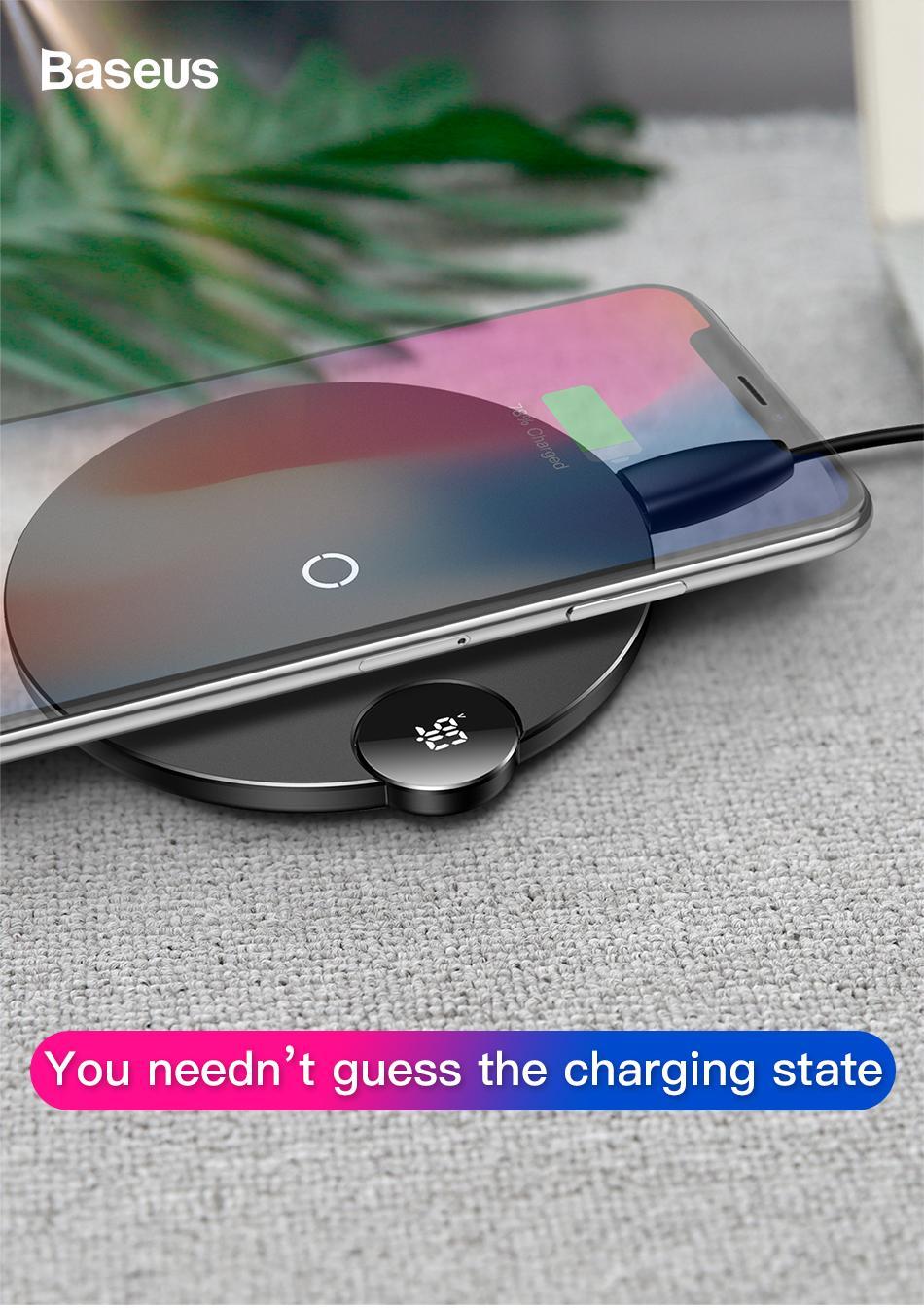 100% Genuine Baseus 15W Wireless Charging Pad Stylish Ultra Slim Qi Wireless Charger Black
