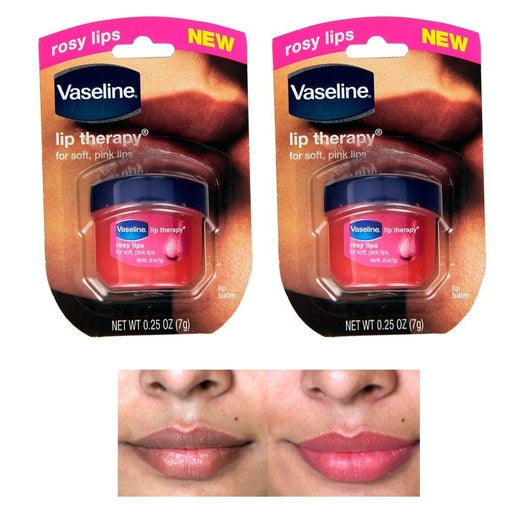 Vaseline Rosy Lips Lip Therapy Pure Petroleum Jelly Balm 0.25Oz for Dry Lips