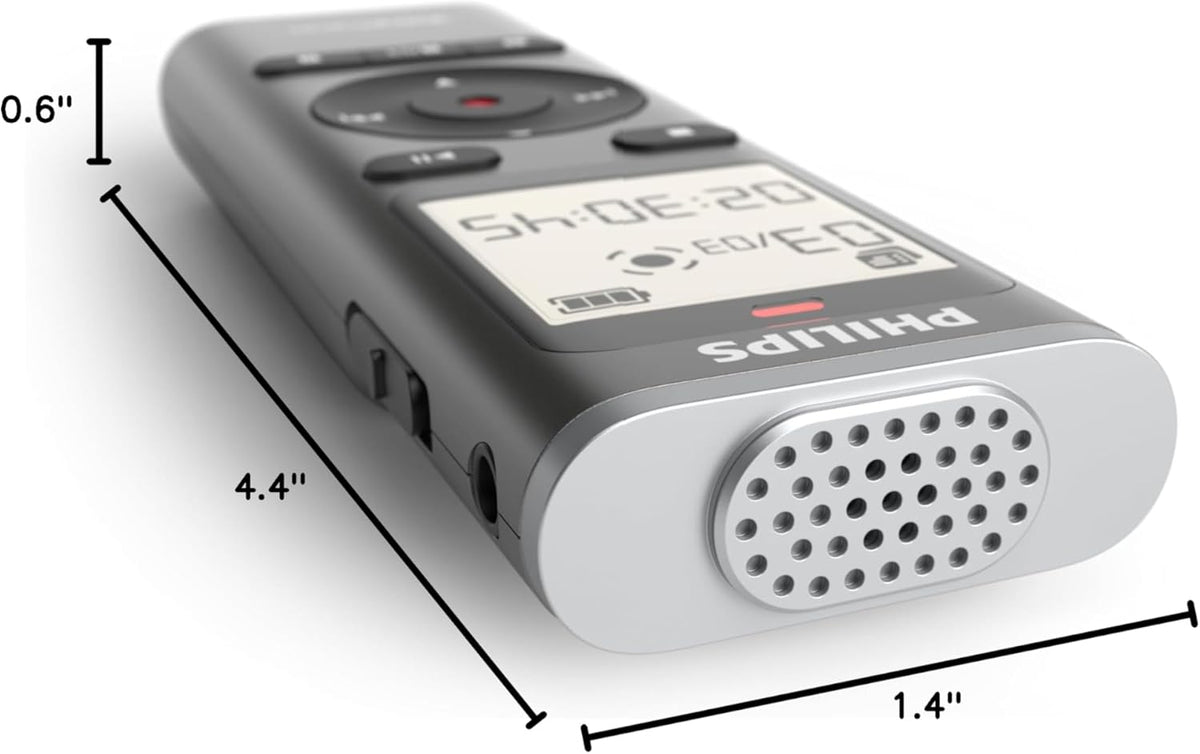 Philips DVT1170 VoiceTracer, Audio Recorder, 8GB, Micro SD Card Slot, 360° Microphone for Excellent Sound Voice Recorder