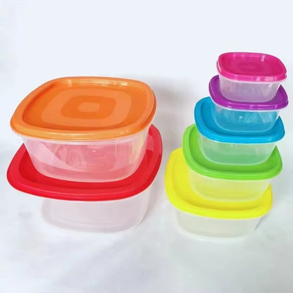 7PCS Food Container Plastic Bento Fresh-Keeping Box Fridge Multi Capacity Crisper Food Storage Box
