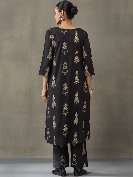 Everyday Women Ethnic Motifs Printed Regular Pure Cotton Kurta with Trousers