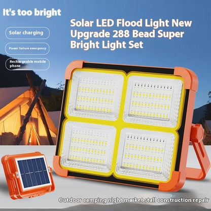 Solar Powered Portable LED Flood Light Flash Light USB Battery Outdoor Rechargeable Portable Light