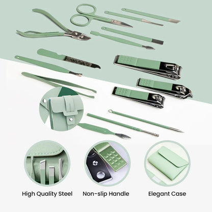 16 PCS Stainless Steel Portable Nail Clipper Set Professional Pedicure Kit Beauty Manicure Set