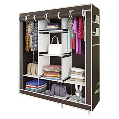 3 Door Portable Fabric Collapsible Fordable Clothes Closet Wardrobe