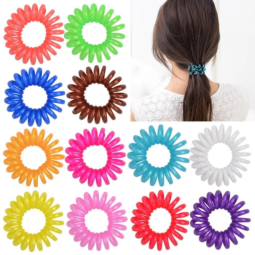 Candy Color Telephone Wire Elastic Cord Kids Girl's Hair Ties Head Band (10 /50 /100Pcs)