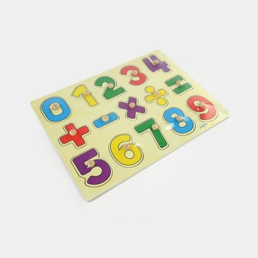 0-9 Wooden Number & Math Signs Picture Board with Knobs - (1C242) - Learning Educational Math Toys