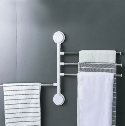 Stainless Steel Suction Cup Mounted Organizer Towel Rack 4 Bars Bathroom Towel Hanging Holder