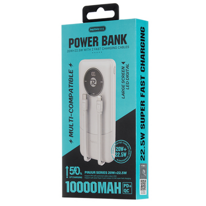 REMAX 10000mAh 20W+22.5W with 2 Integrated Fast Charging Cables Power Bank  - RPP-37
