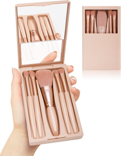 5 Pcs Travel Makeup Brush with Mirror