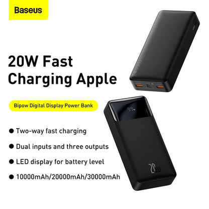Baseus 20000mah 20W Fast Charging Type-C Output Power Bank with Digital Display