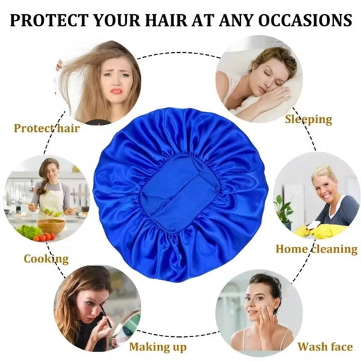 Luxurious Satin Sleep Cap for Women - Wide Elastic Band, Gentle on Hair, Perfect for Nighttime Wear