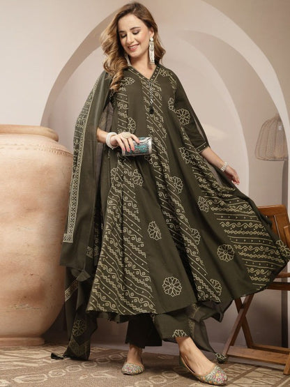 Women Ethnic Motifs Printed Regular Kurta with Trousers & with Dupatta