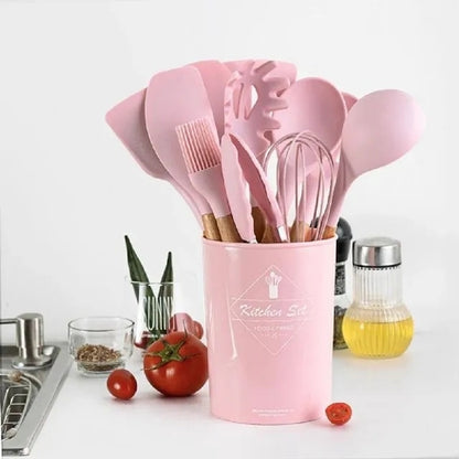 12PCS Silicone Kitchen Utensil Set, Heat Resistant Cooking Tools for Non-Stick Cookware SMT
