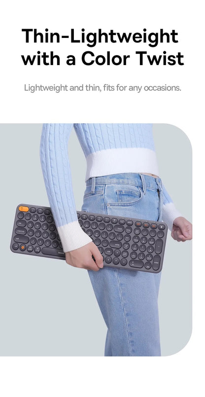 Baseus K01B Bluetooth Wireless Tri-Mode Keyboard for NoteBook Pad PC Tablet Laptop 84 Key Mini Slim Dual System 2.4G Silent Keyboard