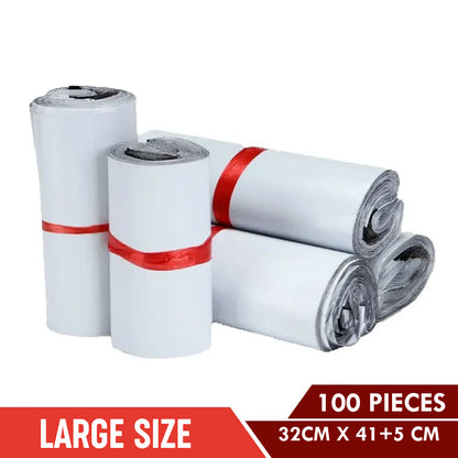 Large Size 32 cm X 41+5 cm Medium Poly Mailer White Poly Mailer Bags Bundle of 100 Bags pack and 50 Bags Pack Self-seal Adhesive bags Storage Bags Plastic Poly Envelope Maile Packs Postal Safe Mailing Bags Shipping Bags Large Size
