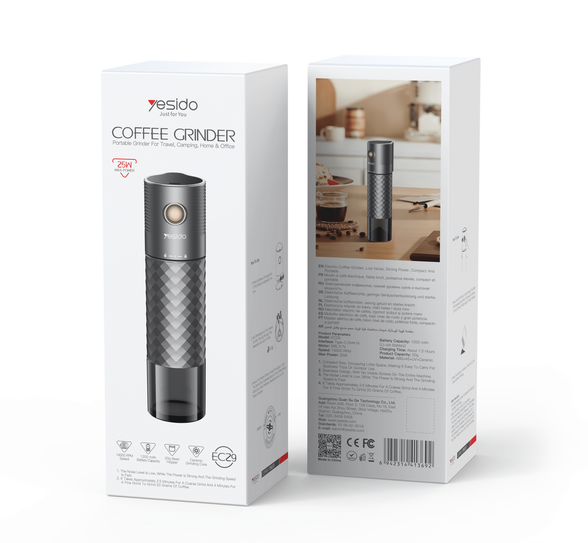 Yesido EC29 Portable Rechargeable Coffee Grinder
