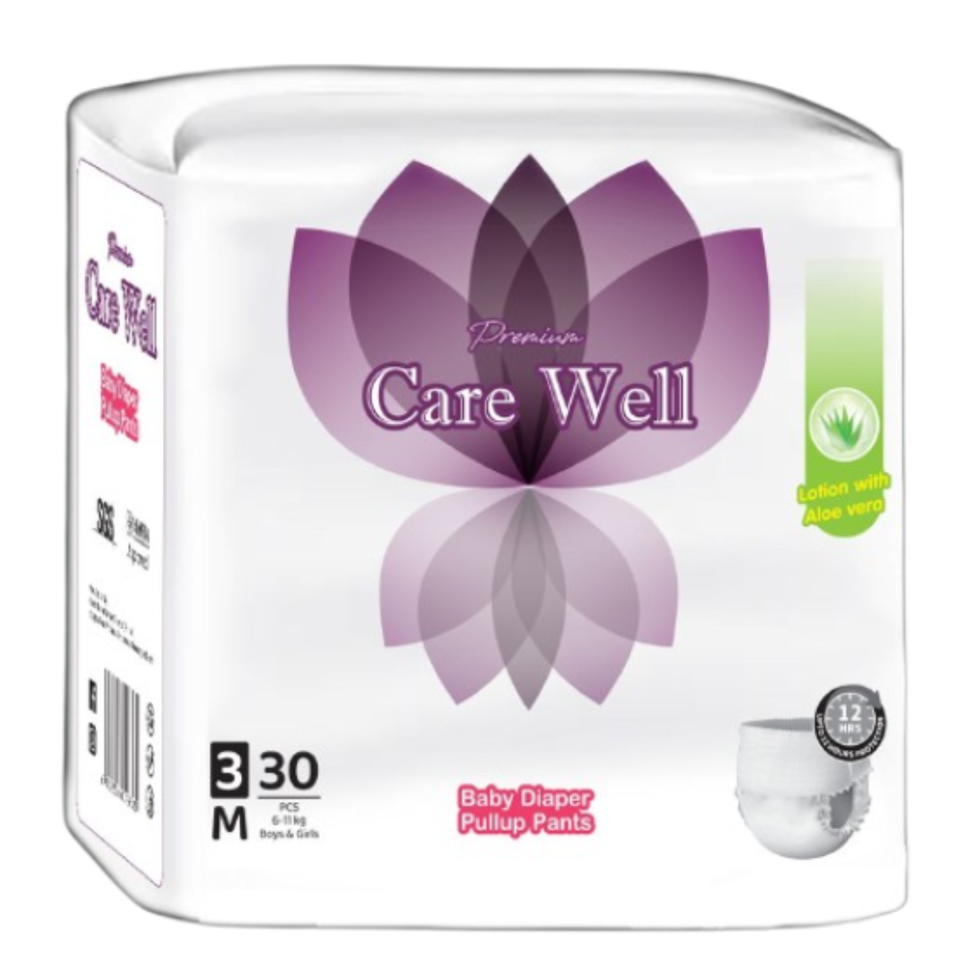 Carewell Baby Pants Diapers | Over Night 12 Hour | Medium 30 Pcs (6 to 11KG)