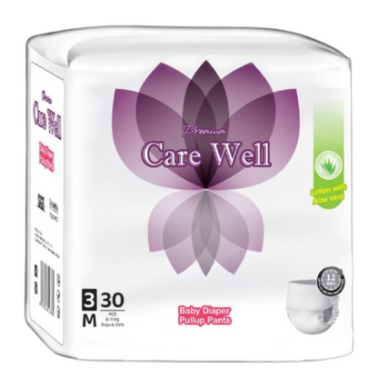 Carewell Baby Pants Diapers | Over Night 12 Hour | Medium 30 Pcs (6 to 11KG)