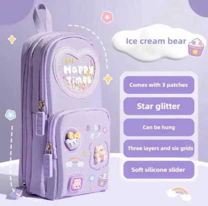Multi-Functional School Backpack & Pen Box: High-Capacity Stationery Set for Primary Students
