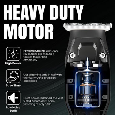 VGR V-964 Professional Hair Trimmer for Men & Boys, Turbo Mode, LED Display, 1.5 Hour Runtime, Quick Charge, Stainless Steel Blades, Cord/Cordless Use, LED Display with 3 Cutting Lengths