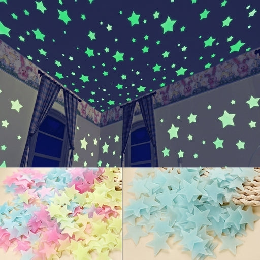 3D Stars Glow in the Dark Wall Stickers and Decor for Kids Baby Room Bedroom