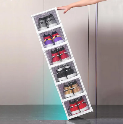 Multi-Layer Stackable Dustproof Shoe Rack | Space-Saving Shoe Organizer Cabinet with Flip Doors