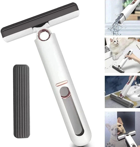 Mini Cleaning Mop, Mini Sponge Mop, Wet and Dry Use Cleaning System, Mini Mop for Bathroom, Kitchen