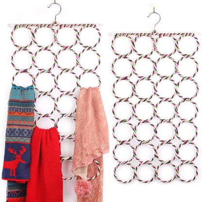 Scarf Hanger 28 Rings Tie Rack Multiple Purpose Holder for Closet,Clutter Removing and Space-Saving