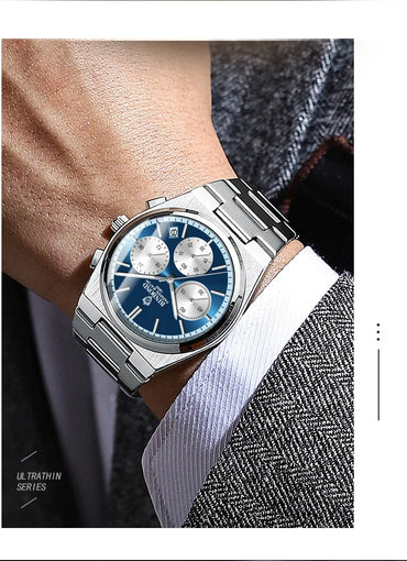 BAISHENG Nautilus Quartz Watch for Men Stainless Steel Waterproof Luminous Business Wrist Watch