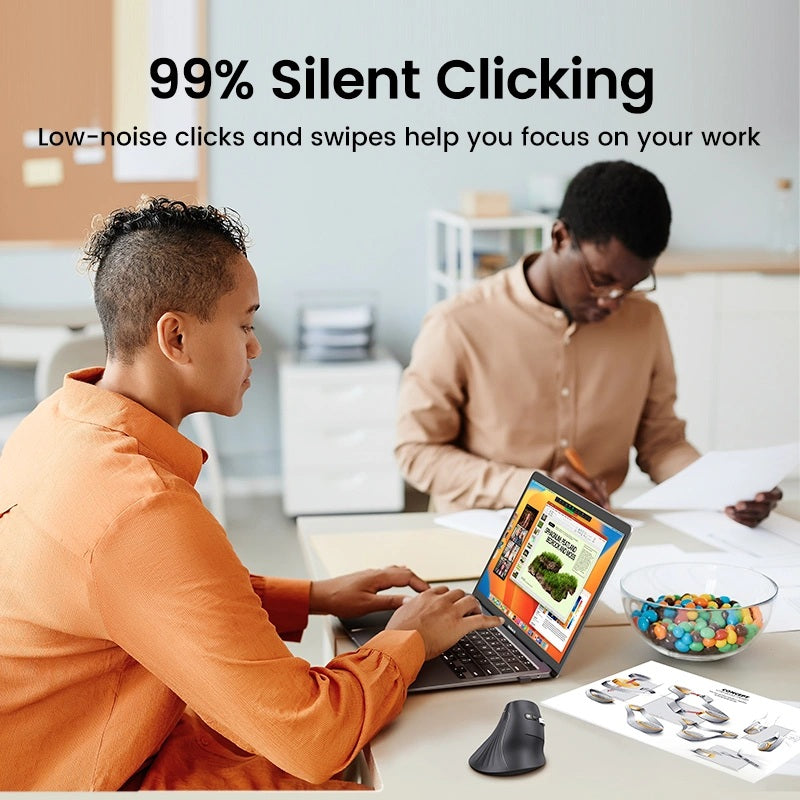 GREEN MU008 Vertical Ergonomic Mouse, Bluetooth & 2.4G, Silent Quiet Clicks, 5 Buttons, 4000 DPI & 4 Adjustable DPI, for Laptop, Mac, Chromebook, PC, Windows