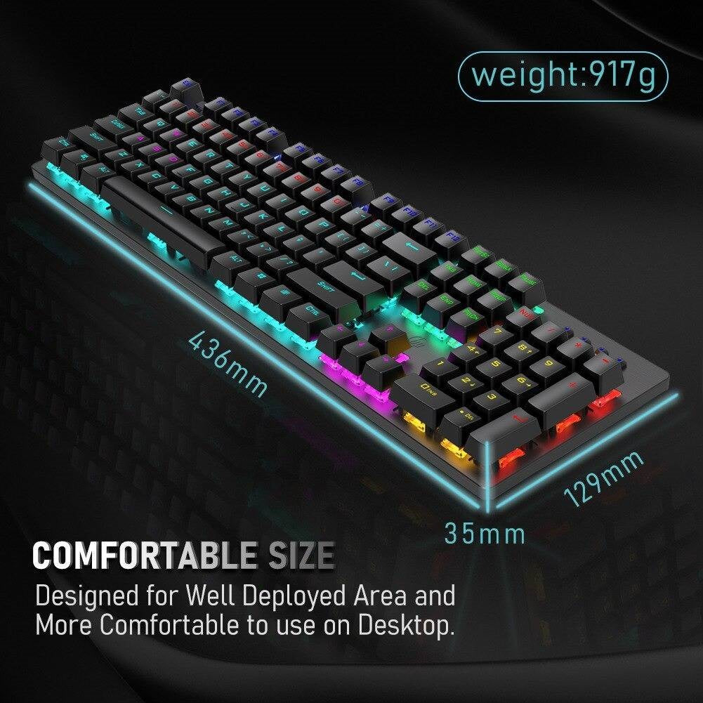 HP GK100F Mechanical Gaming Wired Keyboard with Mixed Backlight, 104 Keys Blue Switch, 60 Million Times Key Life, Metal Pan for PC Office Home