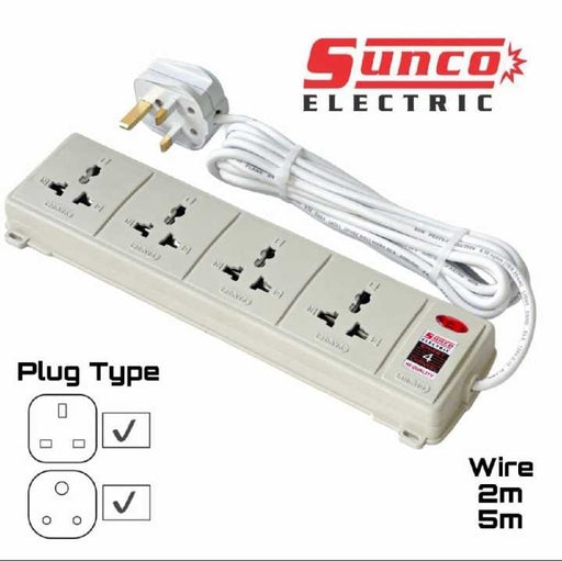 Sunco 4 Way Extension Wire Cord / Multi Plug,Trailing Socket,Wire Code