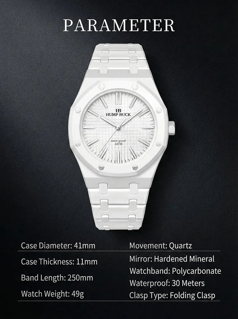ARABIC AURA Lightweight Polycarbonate Waterproof Wristwatch for Men & Women Minimalist Luminous Hand
