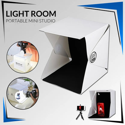 20 X 20 X 20 CM Big Size Folding Lightbox Photography Instant Home Photo Studio 1 Panel LED Light Room Photo box Camera Box Soft Box with Black & White Backdrops