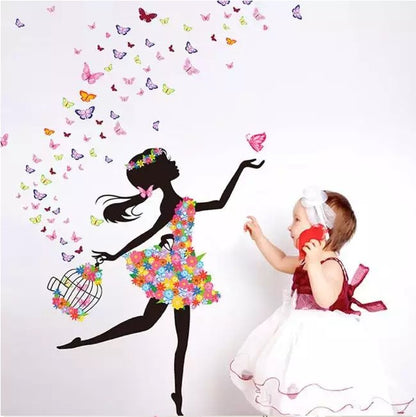 Freedom Girl Butterfly Bird sticker plants room wallpaper bedroom nursery window decor without Radium stars star wall stickers wall decoration flower butterfly wedding decoration birthday decoration kids room decoration Wall Sticker Buy More Model 09
