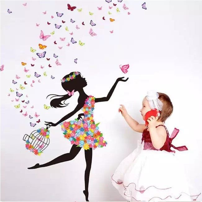 Flower Cycle Girl Butterfly Bird sticker plants room wallpaper bedroom nursery window decor without Radium stars star wall stickers wall decoration flower butterfly wedding decoration birthday decoration kids room decoration Wall Sticker Buy More Model 10